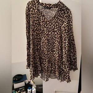 Zara Leopard Print Tie front Top with Ruffle Bottom